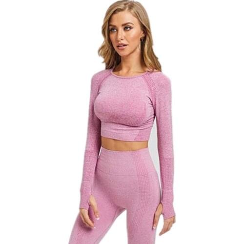 Fitness Yoga Two Autumn/winter Womens Navel-baring Fitness Exercise Sets Gym Clothing 2 Piece Yoga Set Women Workout Clothes