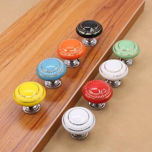 35MM Colorful Ceramic round Cabinet Knobs Door Pull Handles Cupboard Drawer Wardrobe Furniture Handle Knobs