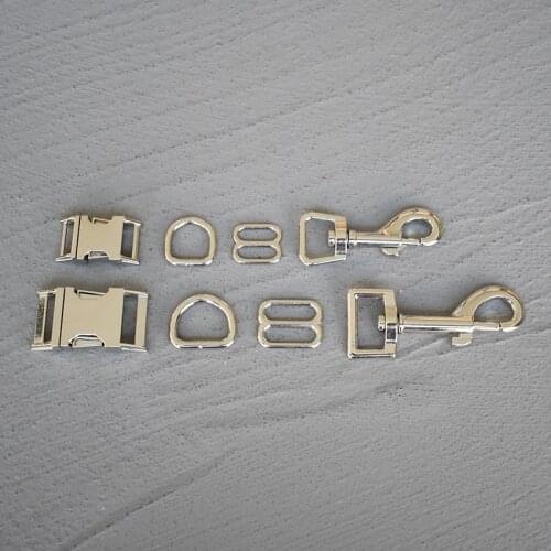 50 Sets 15/20/25mm Metal Straps Slider D Ring Release Belt Buckle For Pet Dog Collar Paracord Sewing Accessory Silver Hardware