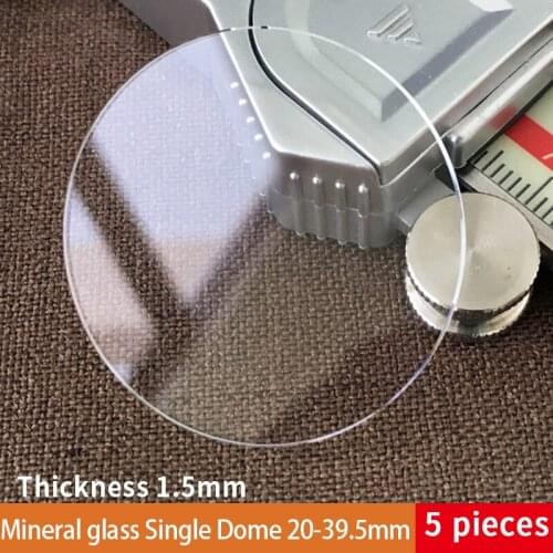 Table glass mineral glass Single dome thickness 1.6 mm diameter 20 mm to 39.5 mm five-piece