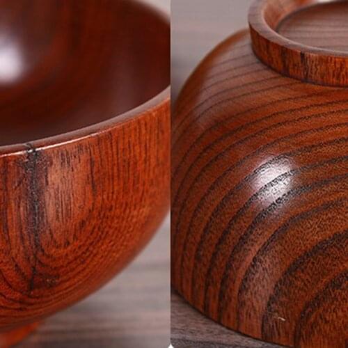 Natural Wooden Bowl Chinese Food Containers Tableware Kitchen Mixing Bowl Soup