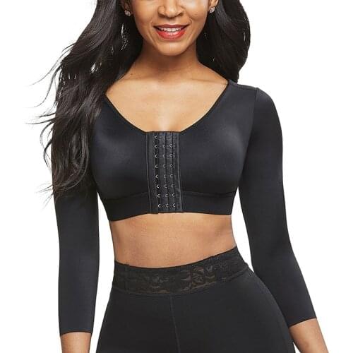 Fashion Front Closure long Sleeve Fitness Vest Elastic Posture Correction Shapewear Wirefree Gathered Bra womens bra