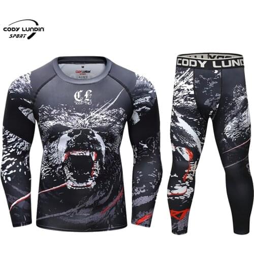 Mens 3D Printed Jiu Jitsu Suit Males Tracksuit Outdoor Running Sportswear Rashguard And Leggings
