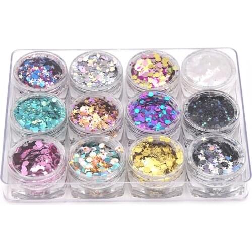 Nail glitter powder set Holographic Nail Sequins Glitter chunky glitter Laser Star glitter set makeup