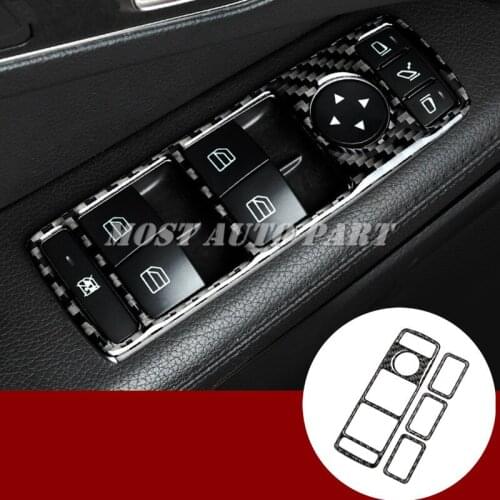 Carbon Fiber Car Door Window Button Trim Cover For Benz GLA X156 2013-2018 Car accesories interior Car Trim
