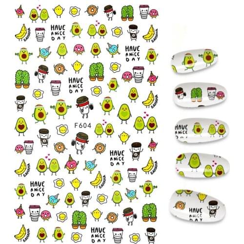 New Nail Sticker Butterfly Rose Flower Banana Cartoon Stickers for Nails Design Nail Art Decoration Manicure Tips