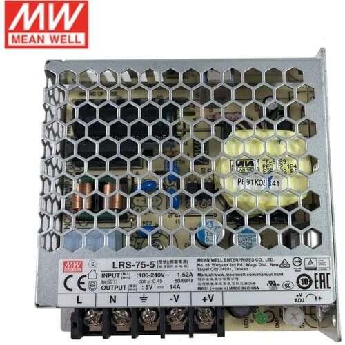 Original MEAN WELL LRS-75-5 Switching Power Supply 110V/220V AC to 5V DC 14A 70W Meanwell Power Unit PSU