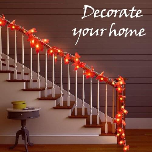 1M 2M 3M 4M Fall Maple Leaf Garland String Light Battery Operated Christmas Holiday Wedding Party Fairy Decoration Light