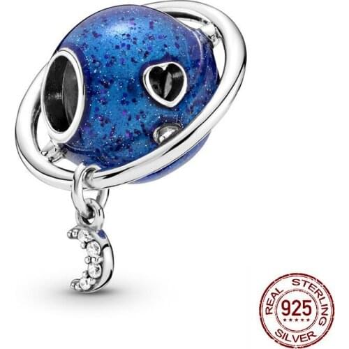 Paylor Real 925 Sterling Silver Charms Planet Star Moon Tassel Beads Fit Pandora Charms Bracelets Silver 925 Jewelry Making