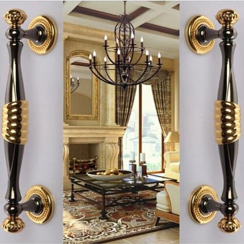 High quality gold bar glass door handle Black office big door pulls two colors zinc alloy home ,KTV/hotel wood door handle 280mm