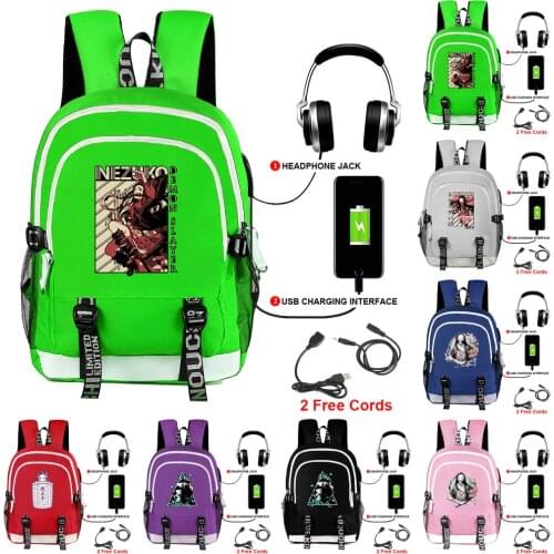 Anime Students Girls Boys Backpack Demon Slayer Schoolbag Laptop Backpack For Kids Teens Mochilas