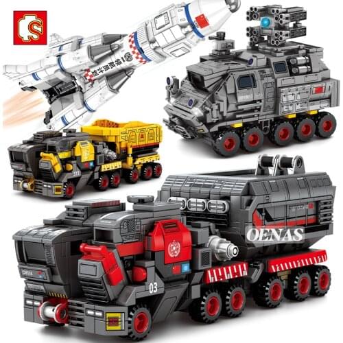 Sembo MOC Technical Wandering Earth Engineering Truck Pilot Carrier Rocket Space Spaceship Children Building Blocks Kid Toy Gift