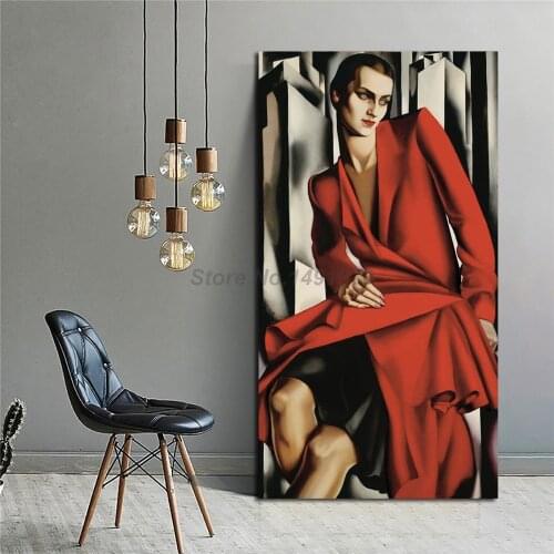 Tamara De Lempicka Portrait De Mrs Bush Woman In Red Oil Painting Posters And Prints Decorative Wall Art Canvas Pictures Decor