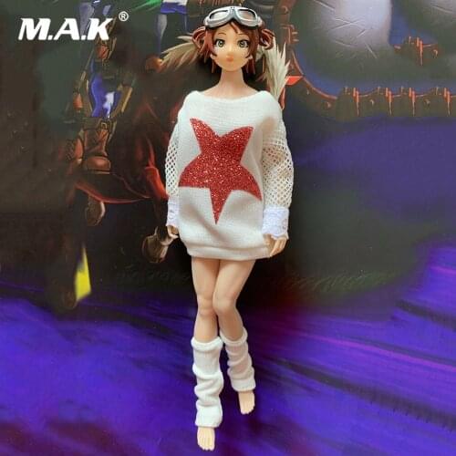 In Stock 1/12 Scale Female White Fashion T-Shirt Hoodies Clothes Sock Set Model Fit Seamless Action Figure Doll Body