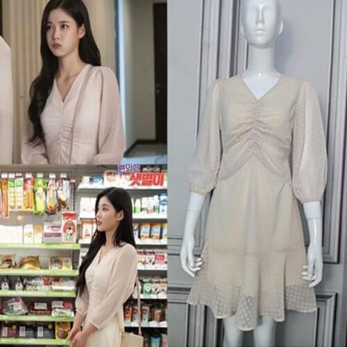 Spring Autumn 2020 Chiffon Dress Korean Drama 김유정 Sex V Neck Mini Party Dress Lady Butterfly Sleeve Dresses For Women Vestidos