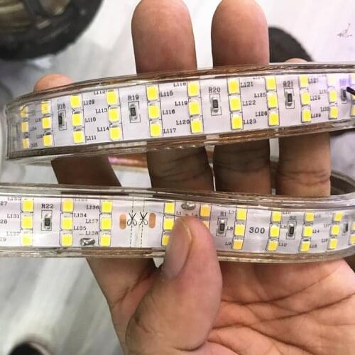 SMD 2835 LED Strip 220V 276Leds/mThree Row Waterproof Tape Rope 50cm cuttable Warm White Decoration lights Super bright