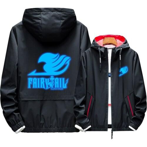 Japanese Anime FAIRY TAIL Role Zeref·Dragneel Cosplay Hoodie Printed Zipper Noctilucent Fashion Casual Summer Thin Jacket