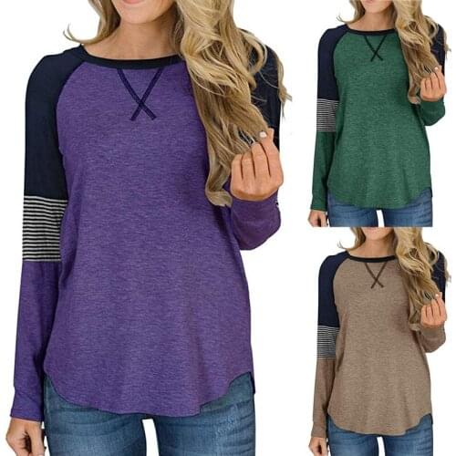 T Shirt Women 2021 New Arrival Summer Style Long Sleeve Splicing Round Collar Leisure T-shirt Tshirt Dropshipping LCY1933