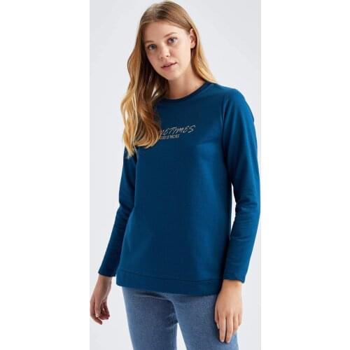 DeFacto Winter Woman Sweatshirt Relax Fit Knitted Sweat Tunic Sporty Look Dailywear Aesthetic Warm Casual-T0088AZ20WN