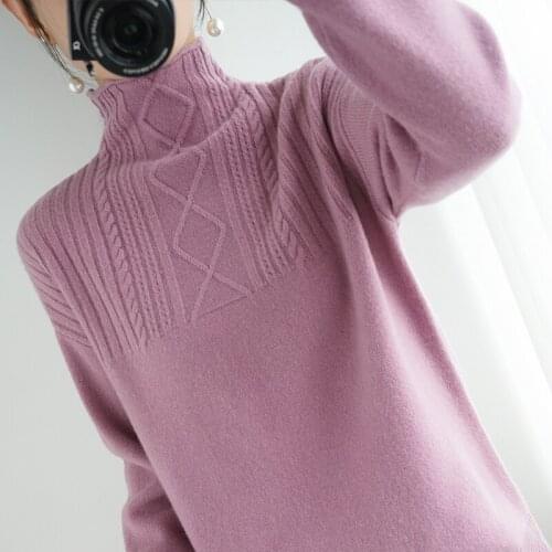 Womens turtleneck 2020 autumn and winter new pure wool sweater womens long-sleeved pullover loose cashmere bottoming sweater