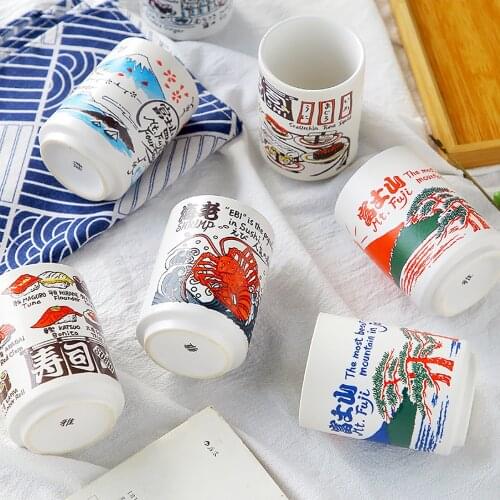 1pc Impression Ceramic Mugs Tea Wine Sushi Sake Cup Japanese Funny Family Restaurant Decoration Travel Gift for Friends