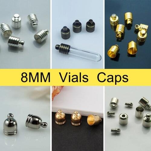 25PCS Metal beads cap fit for 8mm glass vial DIY jewelry findings accessories pendant connector