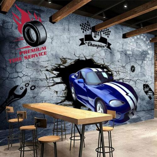 3d Wallpaper for Living Room Home Improvement Hand Painted Personality car Wall Painting Mural Silk Paper