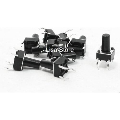 50pcs 6x6x10mm Round Pushbutton 4 Terminal DIP PCB Momentary Tactile Switch