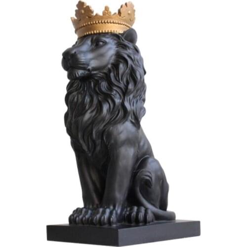 BLACK CROWN LION STATUE HANDICRAFT DECORATIONS CHRISTMAS DECORATIONS FOR HOME SCULPTURE ESCULTURA HOME DECORATION ACCESSORIES