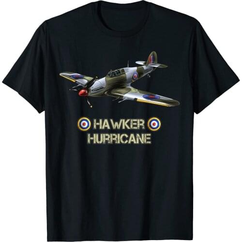 WWII British Aircraft Hawker Hurricane Fighter T-Shirt. Summer Cotton O-Neck Short Sleeve Mens T Shirt New S-3XL