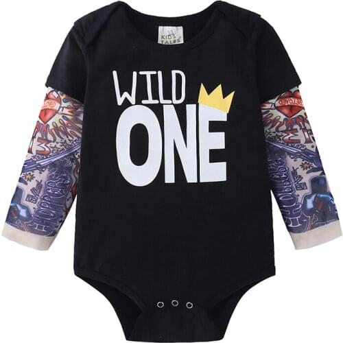 Toddler Kids Boys T-shirt With Mesh Tattoo Printed Sleeve Floral Tee T-shirt Children Hip Hop Rock Toddler Baby Romper SR175
