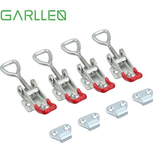 GARLLEN 4pc Zinc Alloy Adjustable Door Cabinet Box Lever Handle Lockable Toggle Catch Latch Lock Clamp Hasp Furniture Tool
