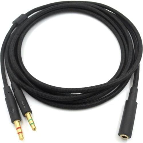 3.5mm 2 in 1 Gaming Headset Audio- Extend Cable For HyperX Cloud II/Alpha-/Cloud Flight/Core Headphone For Computer Universal