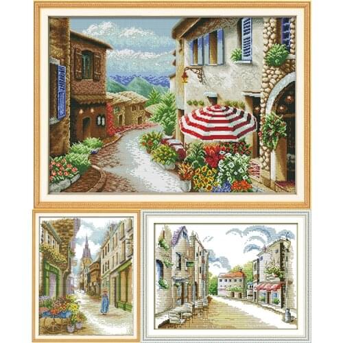 Joy Sunday A Street View Patterns Counted Cross Stitch Kits11CT 14CT Cross Stitch Embroidery Needlework DIY Cross Stitch Kit
