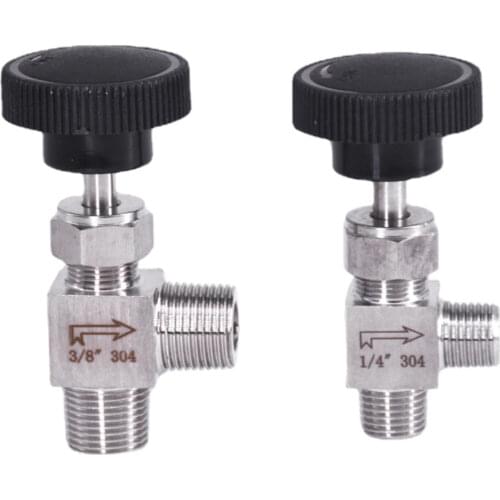 1/8" 1/4" 3/8" 1/2" BSP Male Angle Needle Valve Crane Elbow 304 Stainless Flow Control Water Gas Oil 915 PSI
