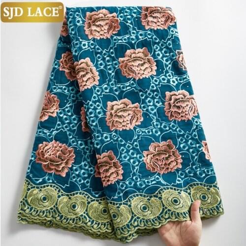 SJD LACE Green Swiss Voile Lace In Switzerland With Stones Heavy Embroidery African Dry Lace Fabric For Wedding Party Sew A2290