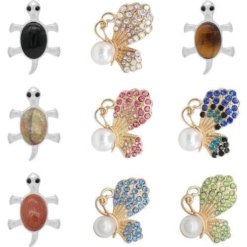 Butterfly Turtles Rhinestone Flower 20mm Metal snap button jewelry DIY bracelet KD1074