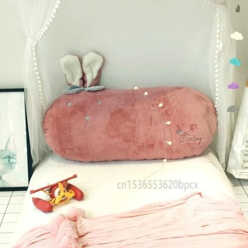 Cute Pink Soft Fluffy Kids Bed Headboard Pillow Bed Backrest Cushion Baby Girl Pillow Princess Back Support Cushion for Bed