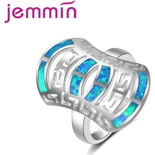 Trendy Female Opal Ring 925 Sterling Silver Jewelry Natural Stone Wedding Rings For Men And Women Anel Feminino