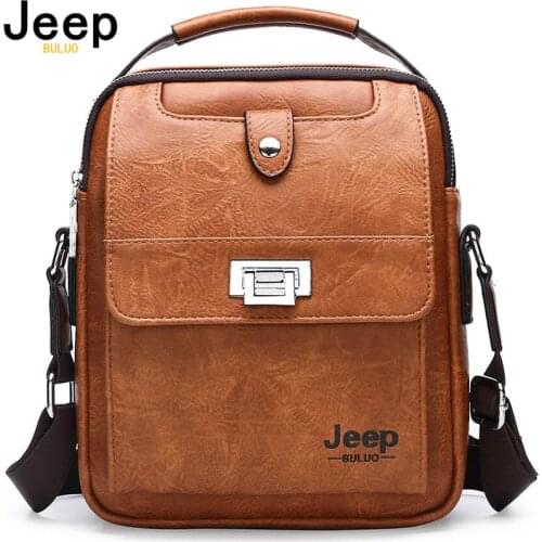 JEEP BULUO Mens Bag Split Leather Crossbody Bags For Men Messenger Bag Male Handbag Men Leather Designer Mens Shoulder Bags