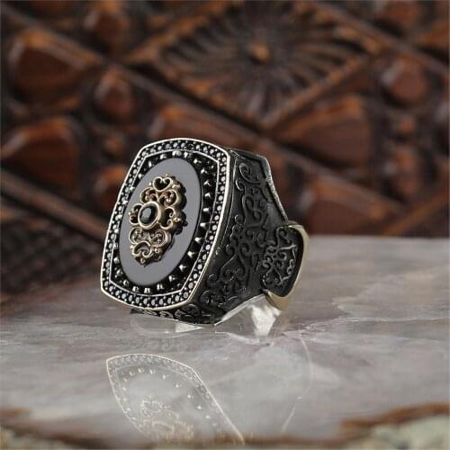 Onyx Gemstone 925 Sterling 925 K Silver Men 'S Ring