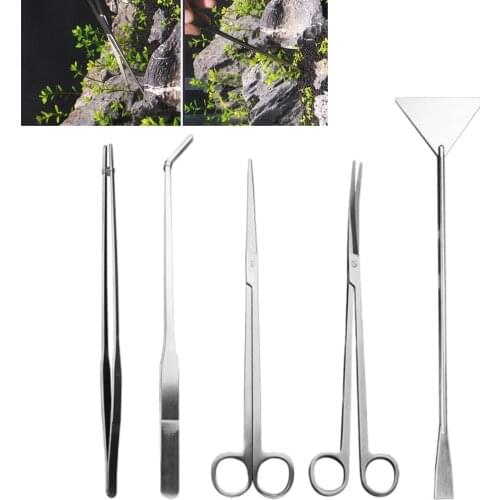 5pc stainless steel aquarium tools water grass tweezers scissors aquarium repair kits tweezers scissors live plant grass