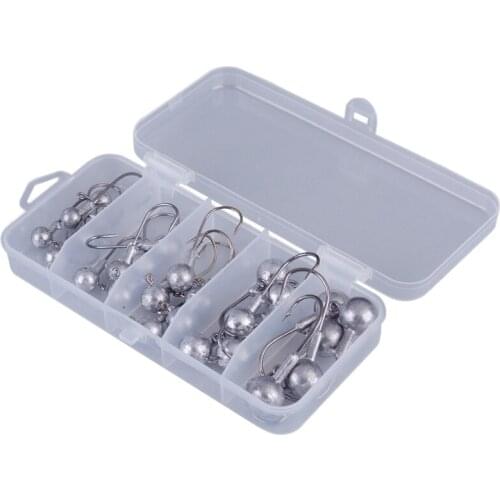 25Pcs Fishing Hook Set 3G-14G Lead Jig Head Fishhooks with Lure Hard Box for Soft Lure Fishing Accessories