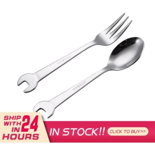 Stainless Steel Creative Wrench Shape Dinnerware Set Cutlery Knife Utensils Kitchen Accessories Dinner Fork Spoon Family Camping
