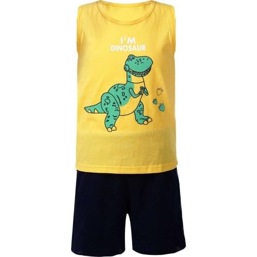 2021 New Kids Pajamas Boys Girls Clothing Cartoon Costume Sleeveless Pijamas Famialy Children Sleepwear Pajamas Sets