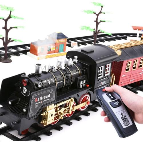 New Electric Train Set RC Trains Toy Railway Remote Control Electric Rail Car Steam Train Childrens Electric Railway Trains Toy