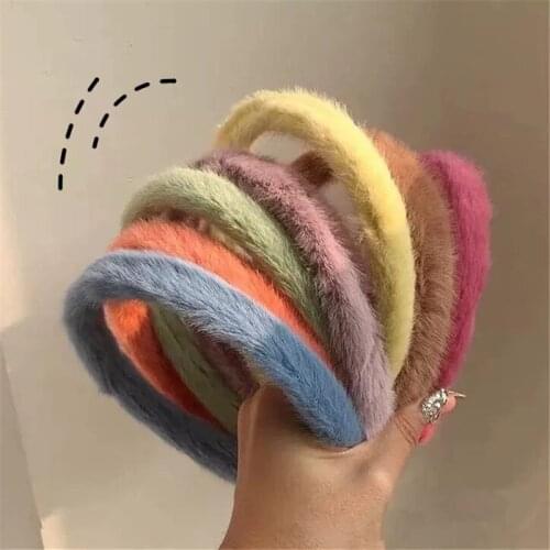 MISANANRYNE Women Retro Sweet Plush Headband Soft Wide Side Hair Hoop Solid Color Hairpin Girl Party Hair Headwarp Wholesale