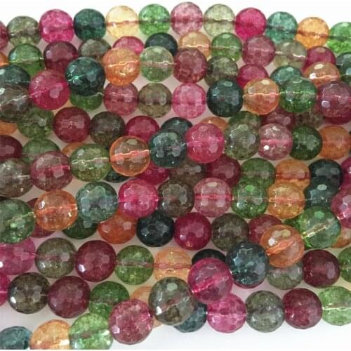 Wholesale Price Synthetic Multicolor Tourmaline 8mm Faceted Round Beads High Grade Women Free Shipping Jewelry Making 15inch