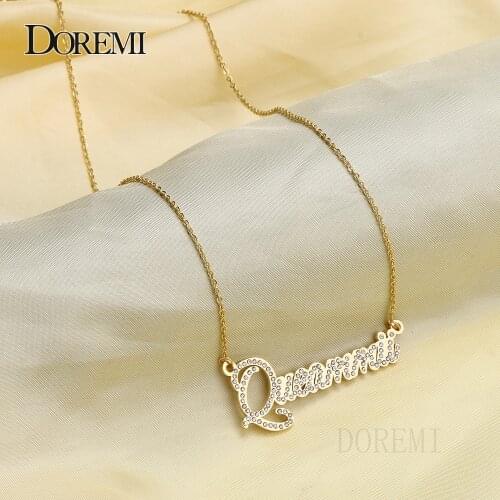 DOREMI Bling Personalized Name Necklace & Pendants For Women Custom jewelry iced out Initial Choker Custom initial necklace