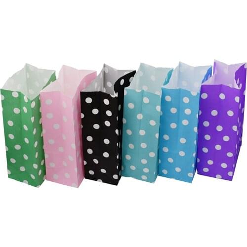 Kraft Paper Bags Candy Gift Bag Colorful Zigzag Polka Dot Paper Treat Bag Wedding Party Favor Bag Wrapping Supplie 13x24x8cm